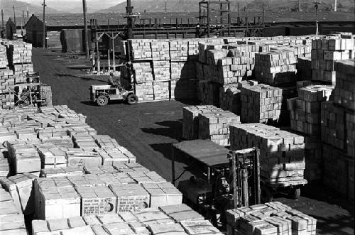 Stacks of boxes of food