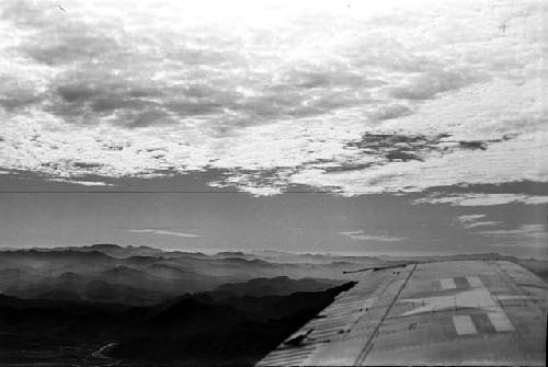 Aerial view from airplane of mountains