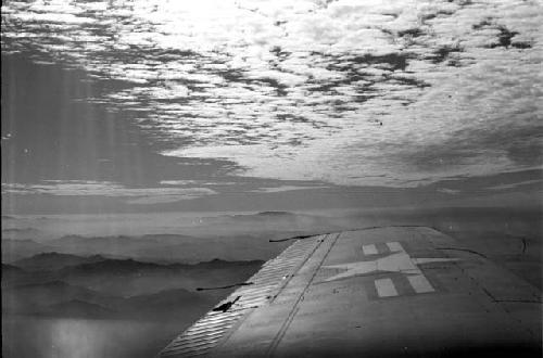 Aerial view from airplane of mountains