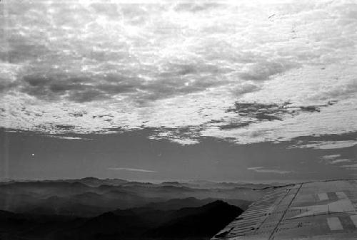 Aerial view from airplane of mountains