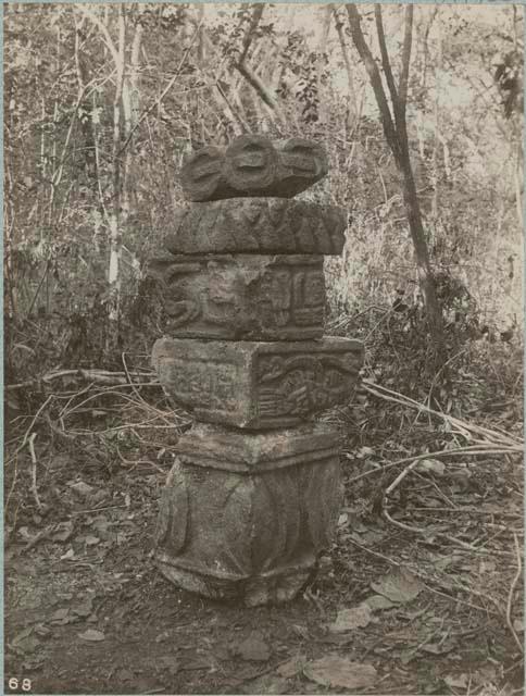 Various sculptured stones from the wall