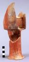 Partly restorable pottery base of handle grip section of a drum - Macal Orange-r