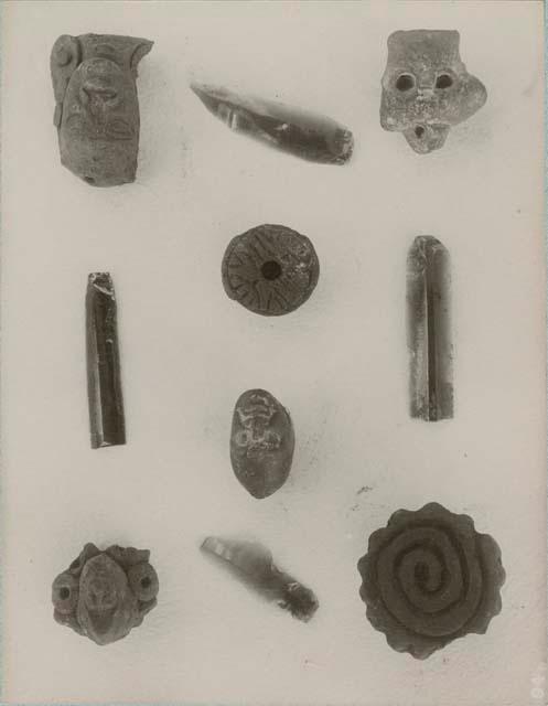 Artifacts from Labna (whistles, beads, etc.)