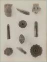 finds, ornaments, from Labna. (whistles, beads, etc.)