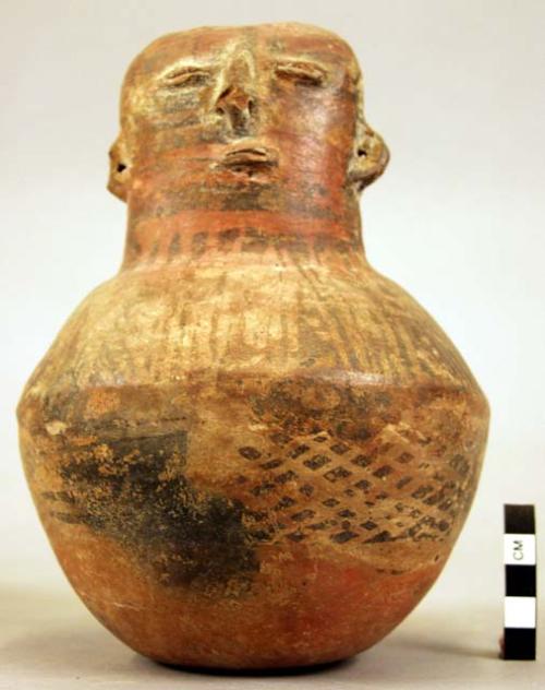 Terra cotta vase, grotesque human form