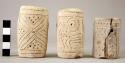 Ceramic miniature jars, incised and punctate, 2 perforations in side