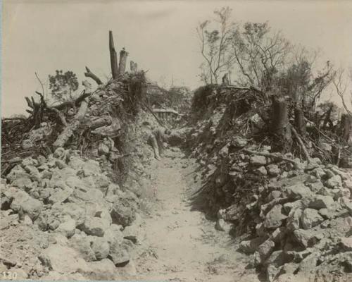 Man digging in section of mound