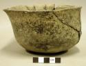 Ceramic complete vessel, plain bowl mended