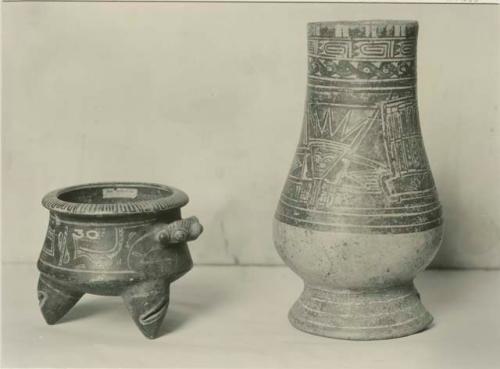 Pottery jar and effigy dish