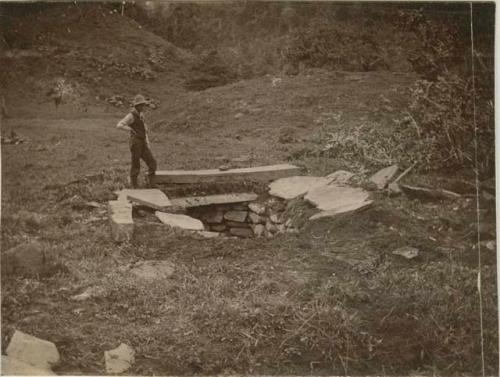 Indian burial from which two large monoliths were removed