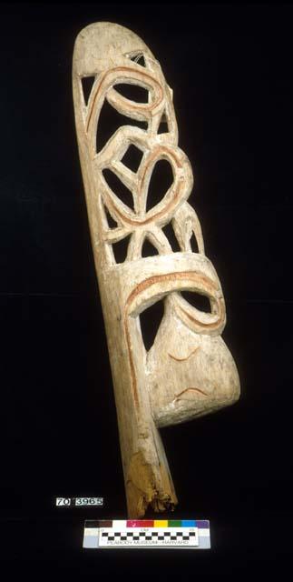 Carved and cut-out wooden canoe ornament for the prow - 33 1/2 in.