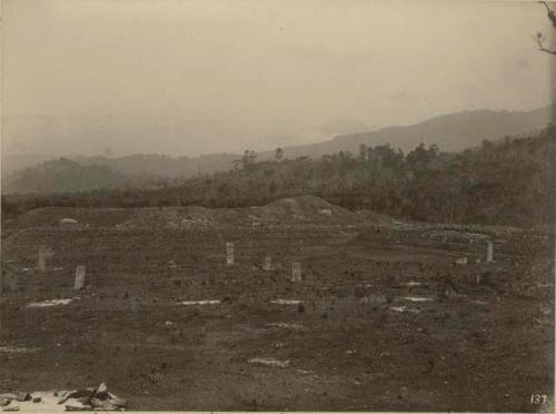 View of plaza from rop of Mound 3, looking west