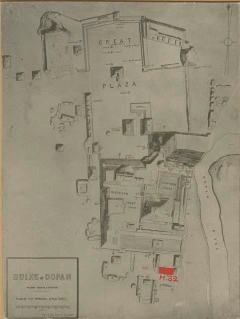 Plan of the Principal Structures of Copan showing Mound 32