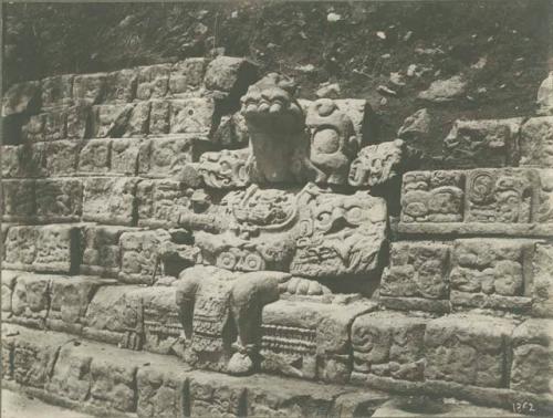 Hieroglyphic stairway, upper central portion, looking northeast