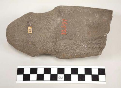 Grooved stone axe, broken