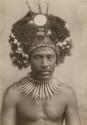 Samoan man wearing headdress