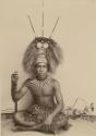 Young Samoan man wearing impressive headdress