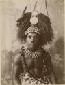 Samoan man wearing headdress