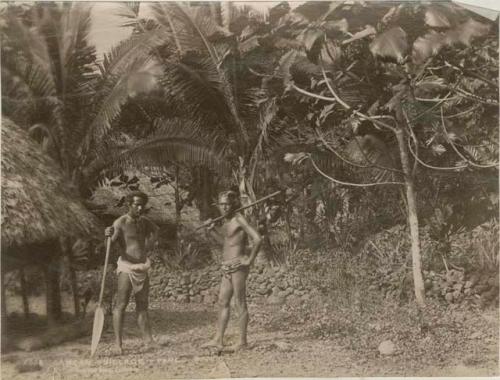 Samoan men in village