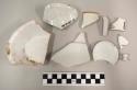 Miscellaneous coarse porcelain sherds, including shallow bowl and plate bases, l