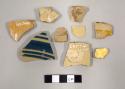 Miscellaneous lead glazed earthenware - some polychromed; Some possibly from bat
