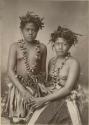 Young Samoan woman and girl, posed studio portrait