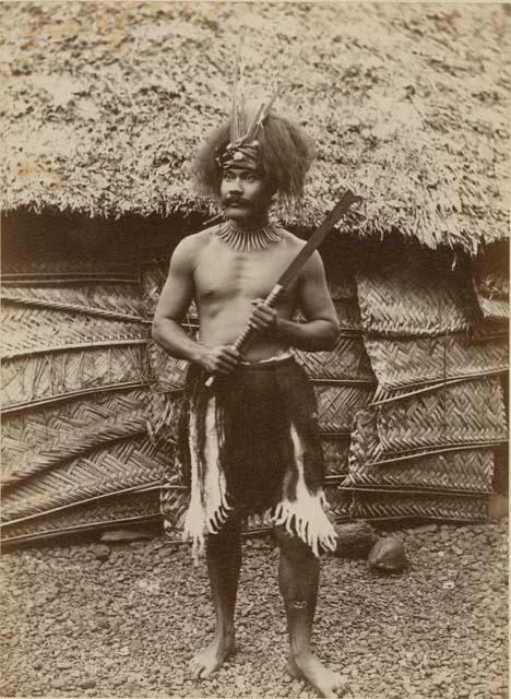 Samoan chief, posed portrait