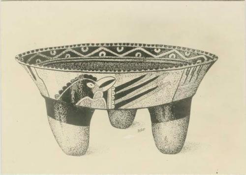 Drawing of dish found in principal mound of Central Enclosure