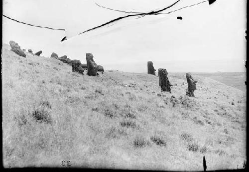 Moai on southwestern face of Rano Raraka