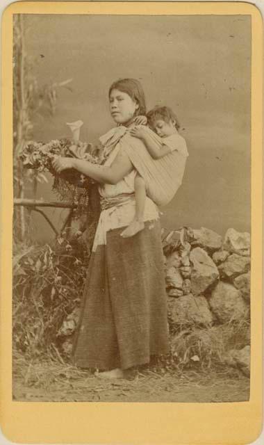 Flower vendor and child