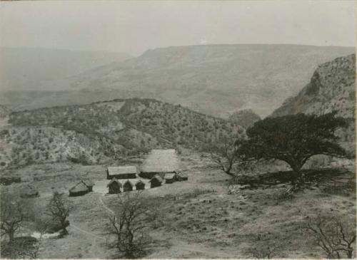 Religious center, showing temple and god-houses