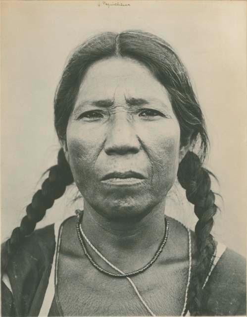 Frontal facial portrait of a Chontal woman