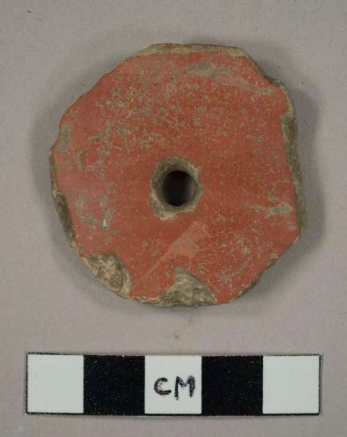 Ceramic disc, perforated, red both sides