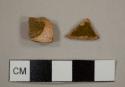 Lead-glazed redware sherds, one possibly Staffordshire slipware