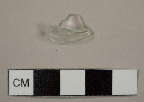 Aqua glass fragment; possibly inkwell; 30 degree angle