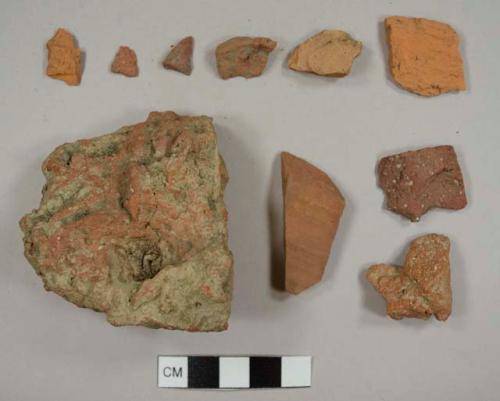 Brick fragments, including some handmade brick fragments