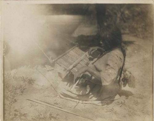 Lacandone woman weaving on a loom