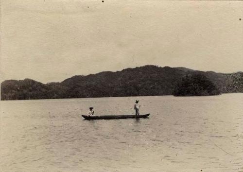 Two men in canoe
