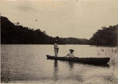 Two men in canoe