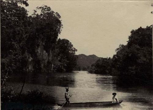 Two men in canoe