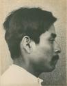 Facial profile portrait of Huastec man