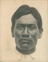 Frontal facial portrait of Aztec man