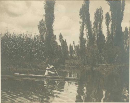 Man rowing a chalupa