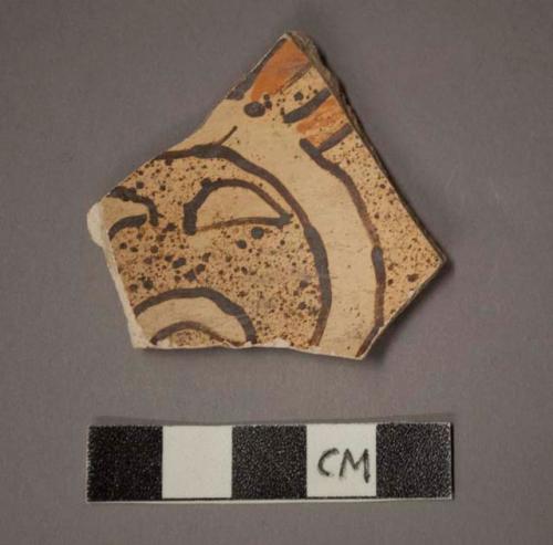 Sikyatki polychrome stippled zoomorphic potsherd