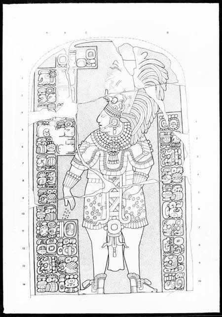 Stela 1 from Aguateca , drawing