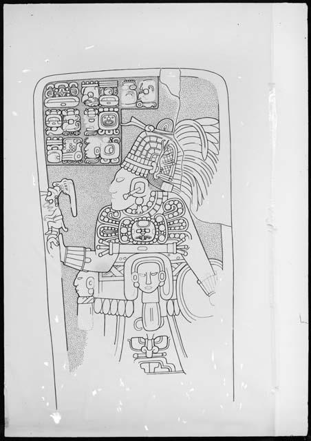 Stela 3 from Aguateca , drawing