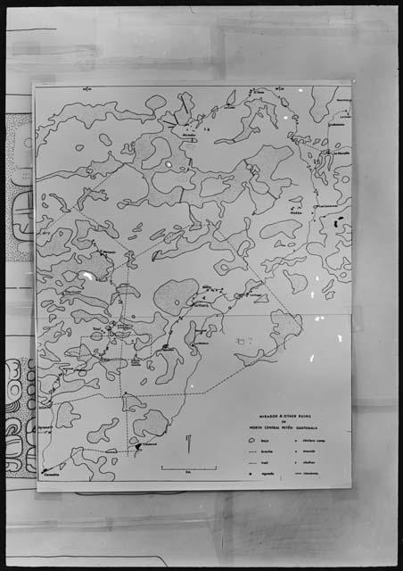 Map of sites in north central Peten with location of Mirador