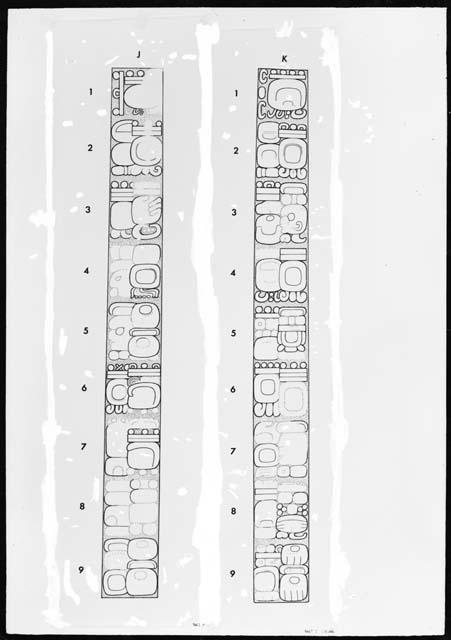 Stela 2 from Machaquila , sides , drawing