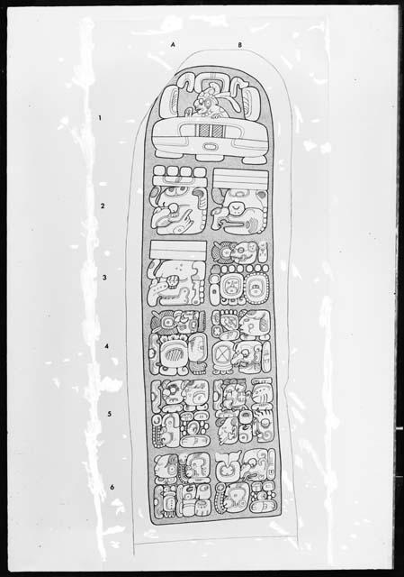 Stela 11 from Machaquila , drawing