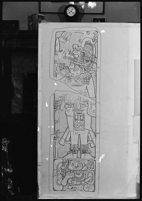 Stela 3 from Tamarindito , drawing